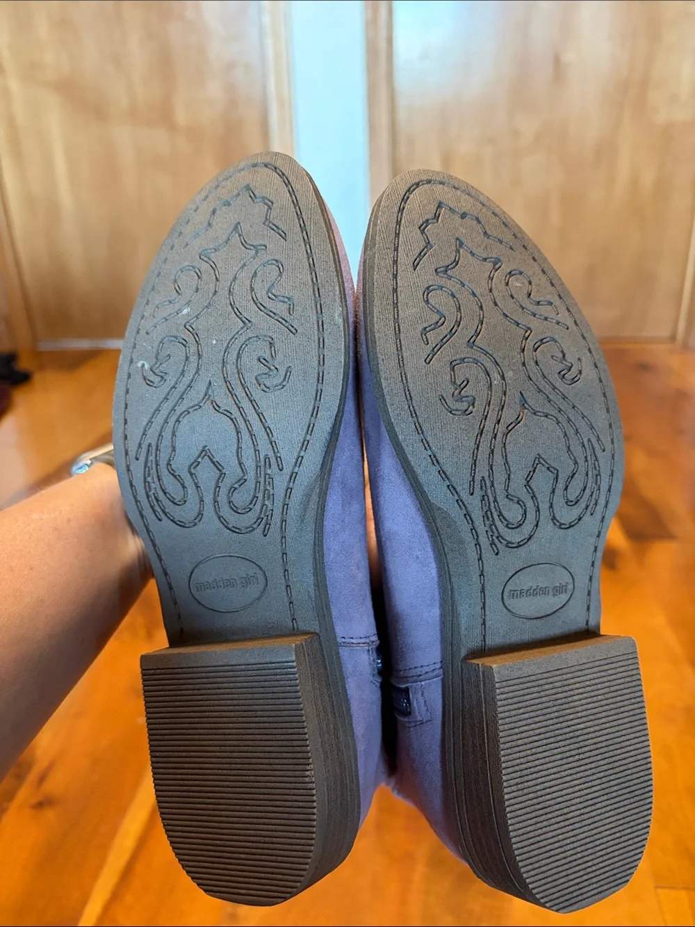 Madden Girls' Lavender Suede Western Ankle Boots Size 5